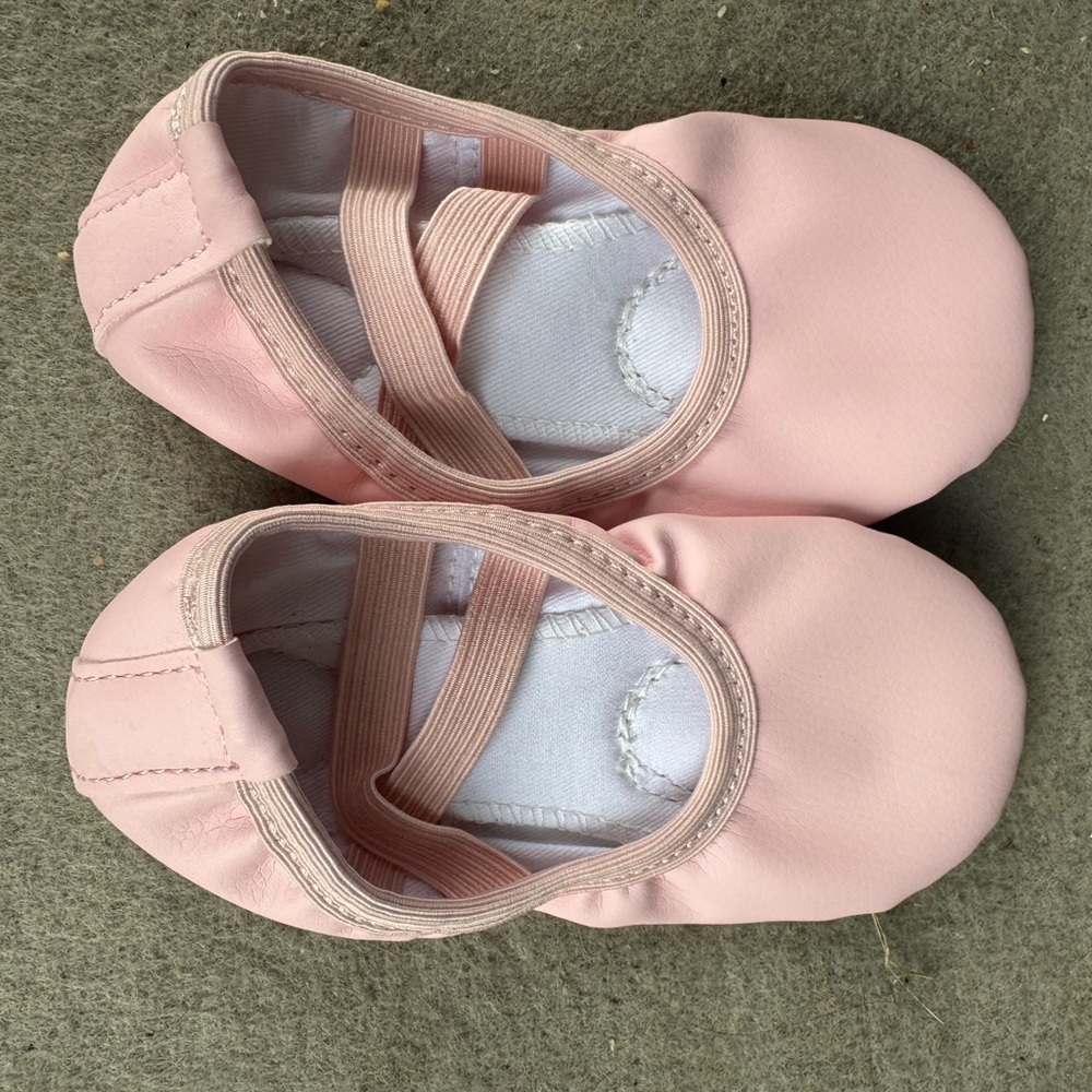 Pink Kids Ballet Slippers with Elastic Straps - Picture 2 of 4